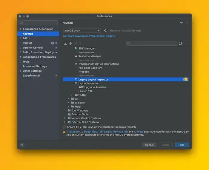 Задати поєднання клавіш для Android Studio можна самостійно: Preferences - Keymap
